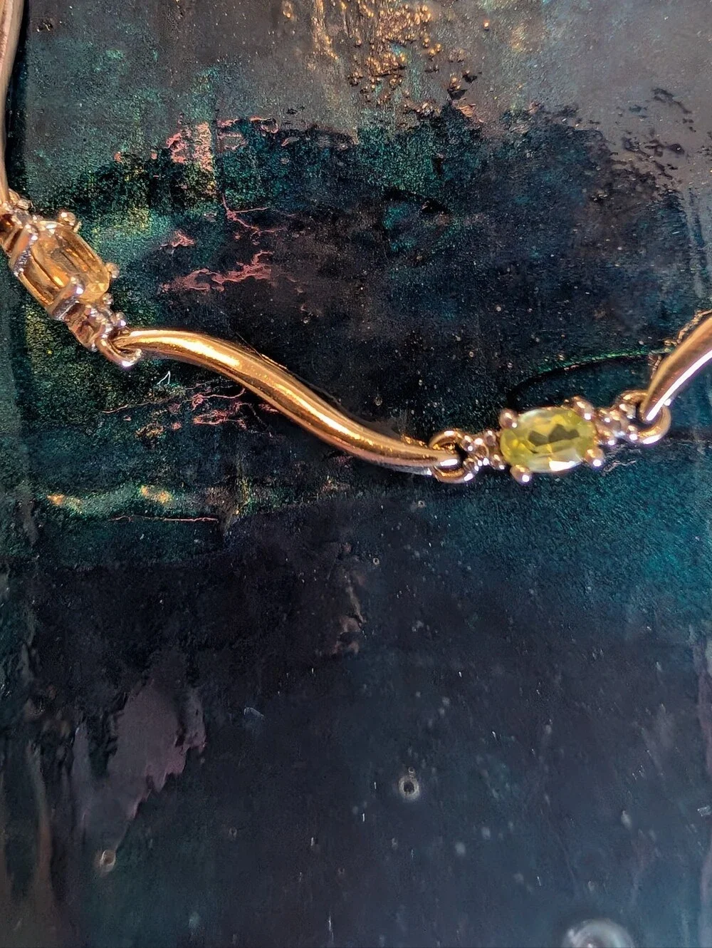 Delicate Multi-Gemstone Gold Plated Sterling Silver Bracelet Topaz Garnet 7.5